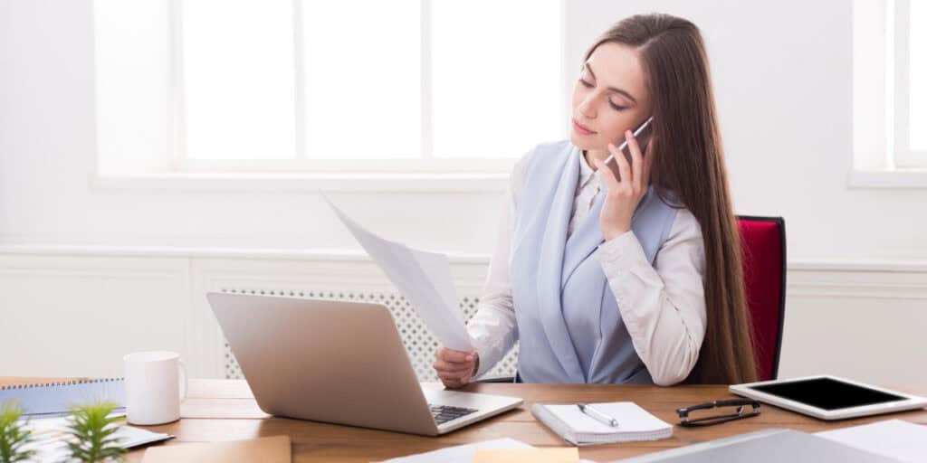 Office worker on the phone