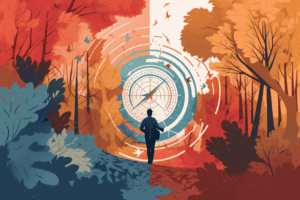 image of a person navigating a winding path