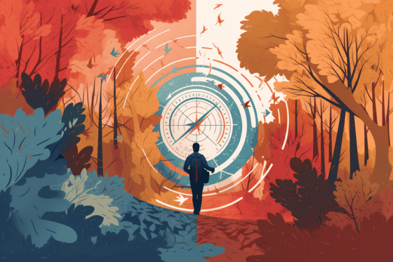 image of a person navigating a winding path