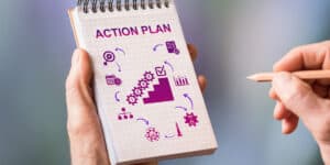 action plan notepad.