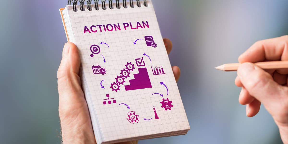 action plan notepad.