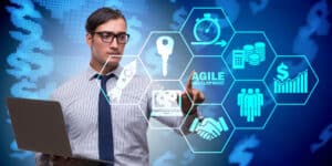 agile development man with laptop