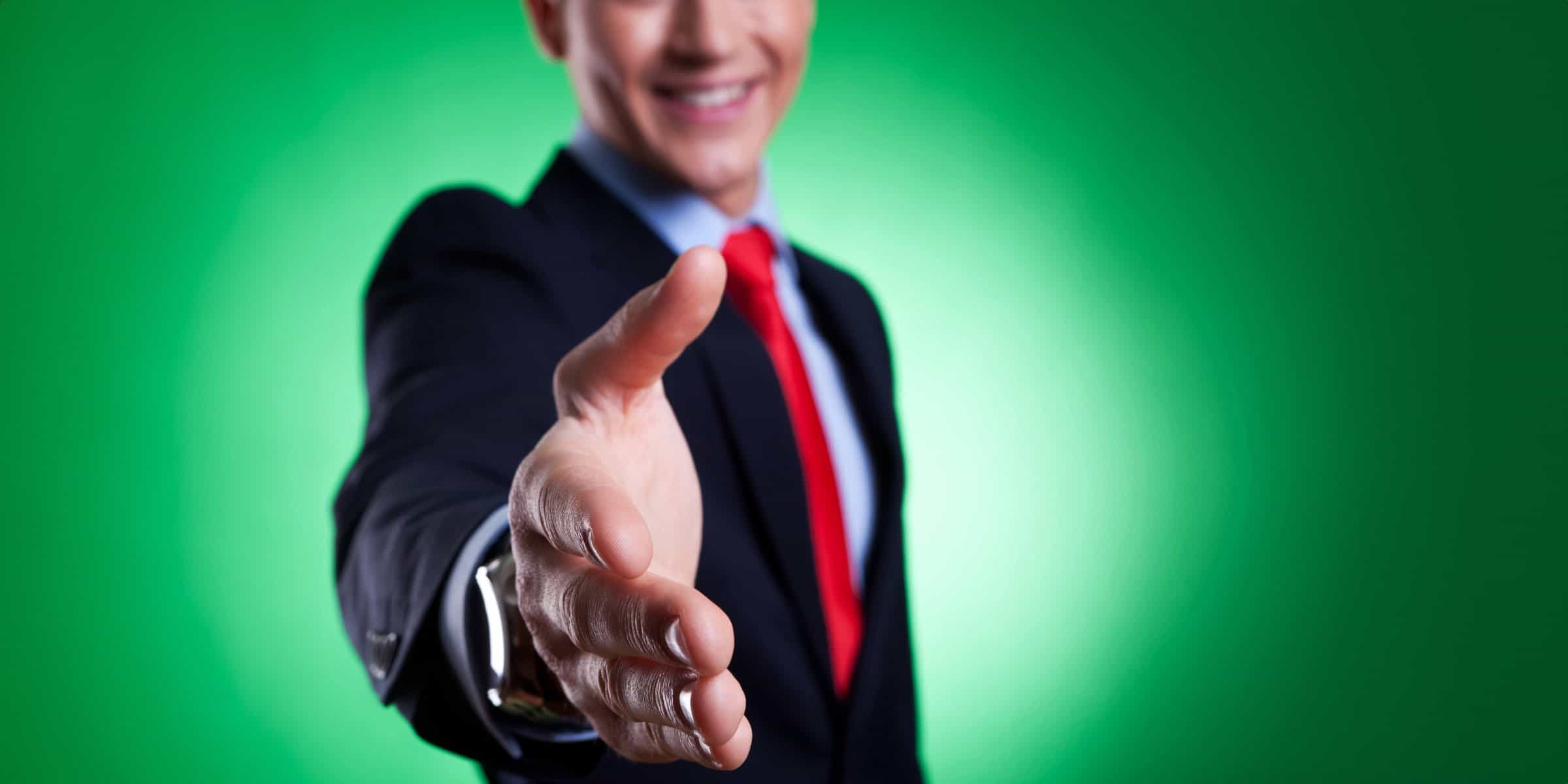 businessman hand out