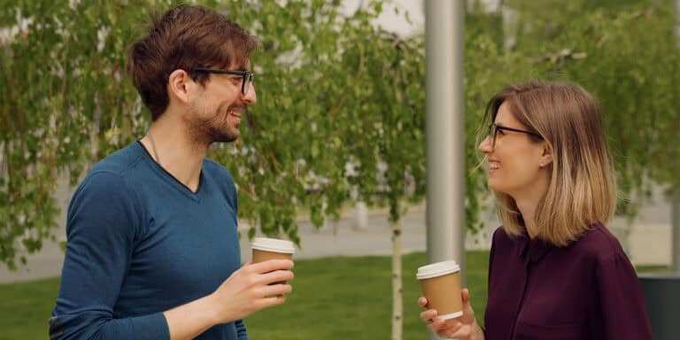 coworkers having a coffee