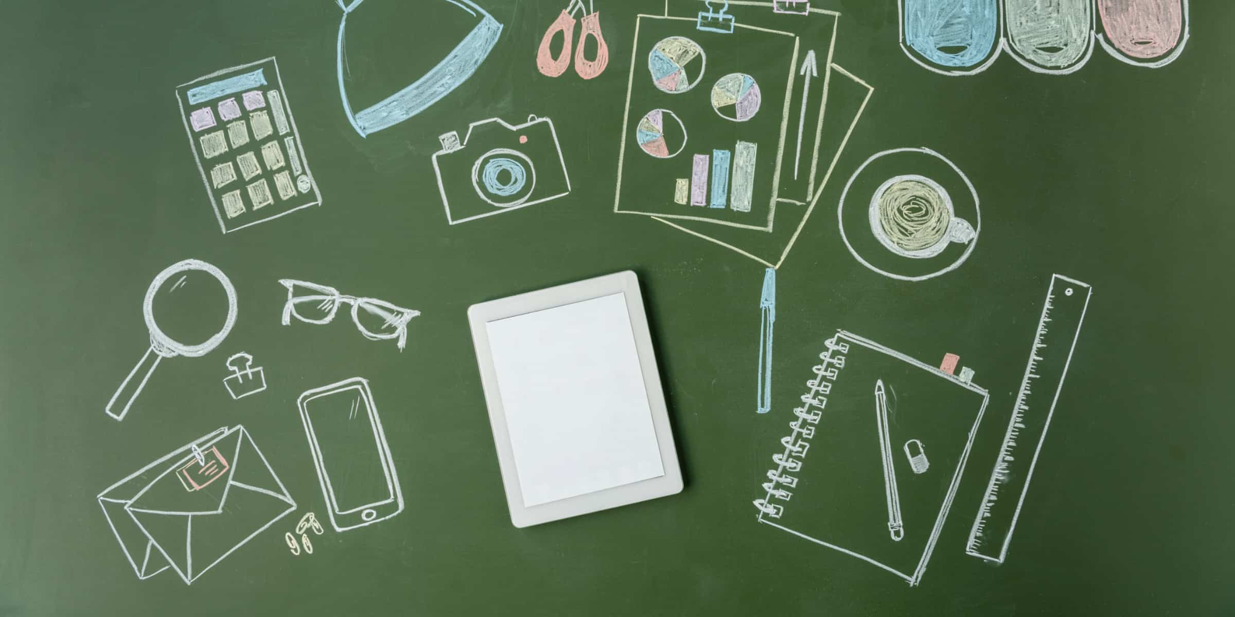 desk flatlay in crayon