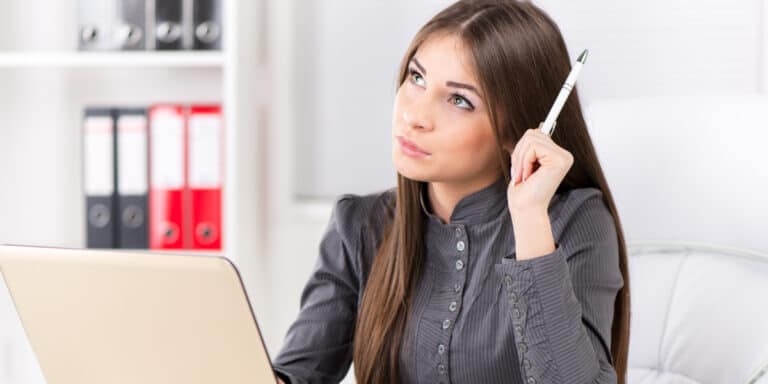 office woman thinking.