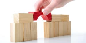 red bridge wooden blocks