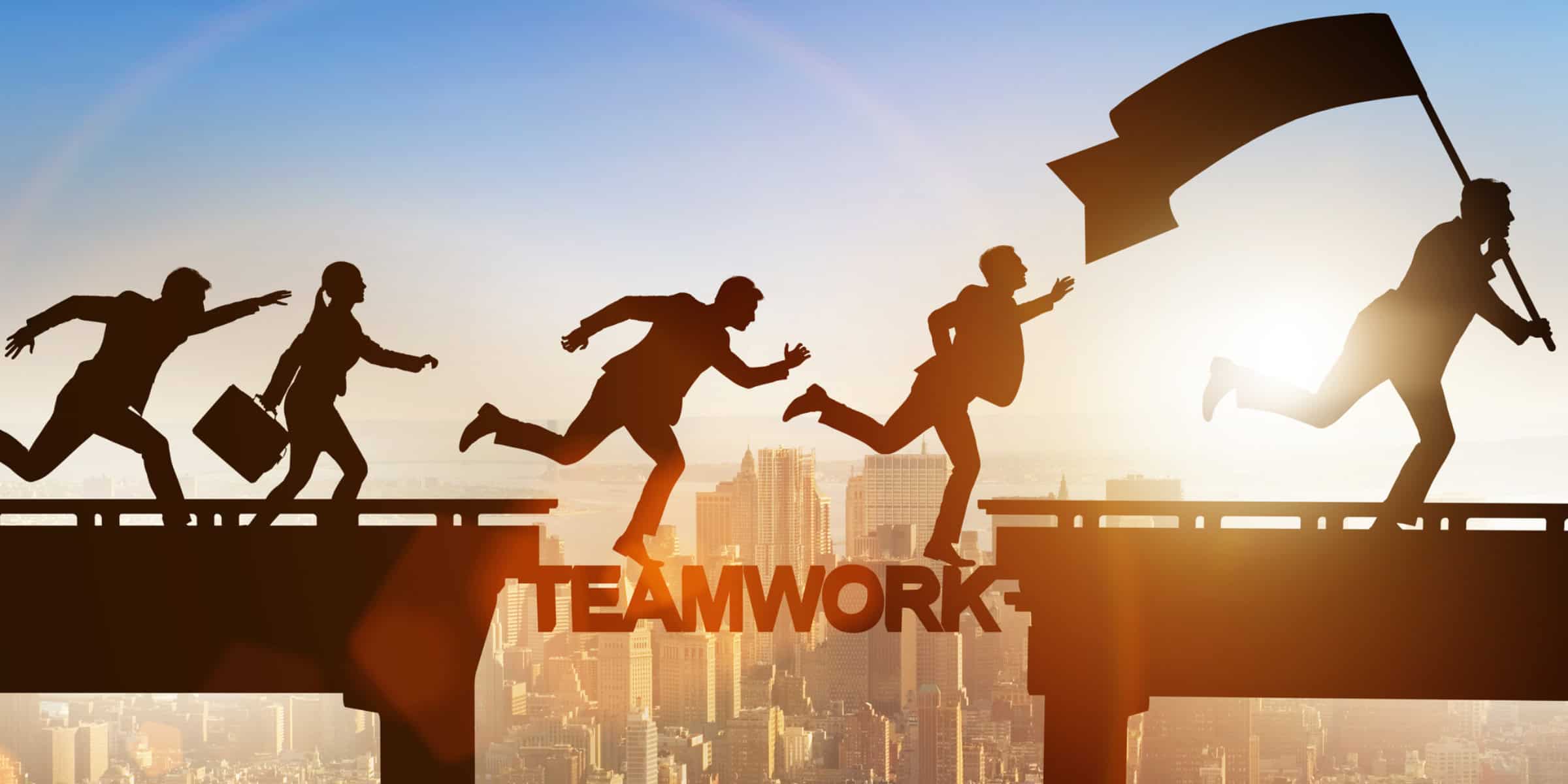 teamwork workers running