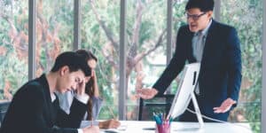 unhappy office workers