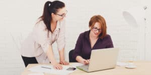 woman discussing work