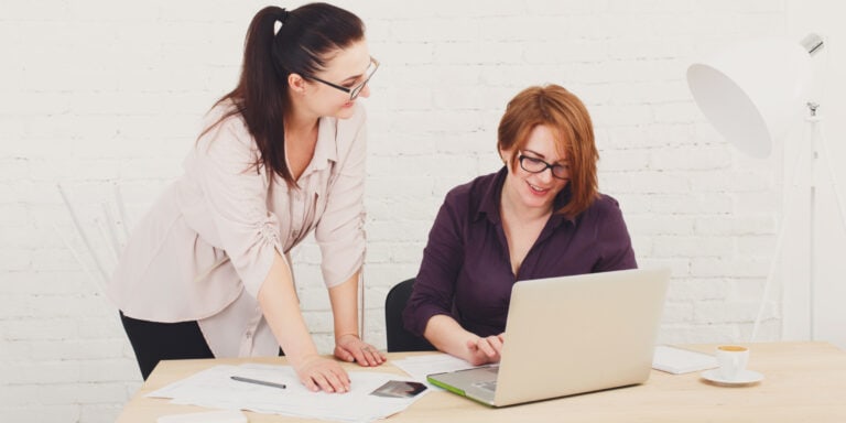 woman discussing work