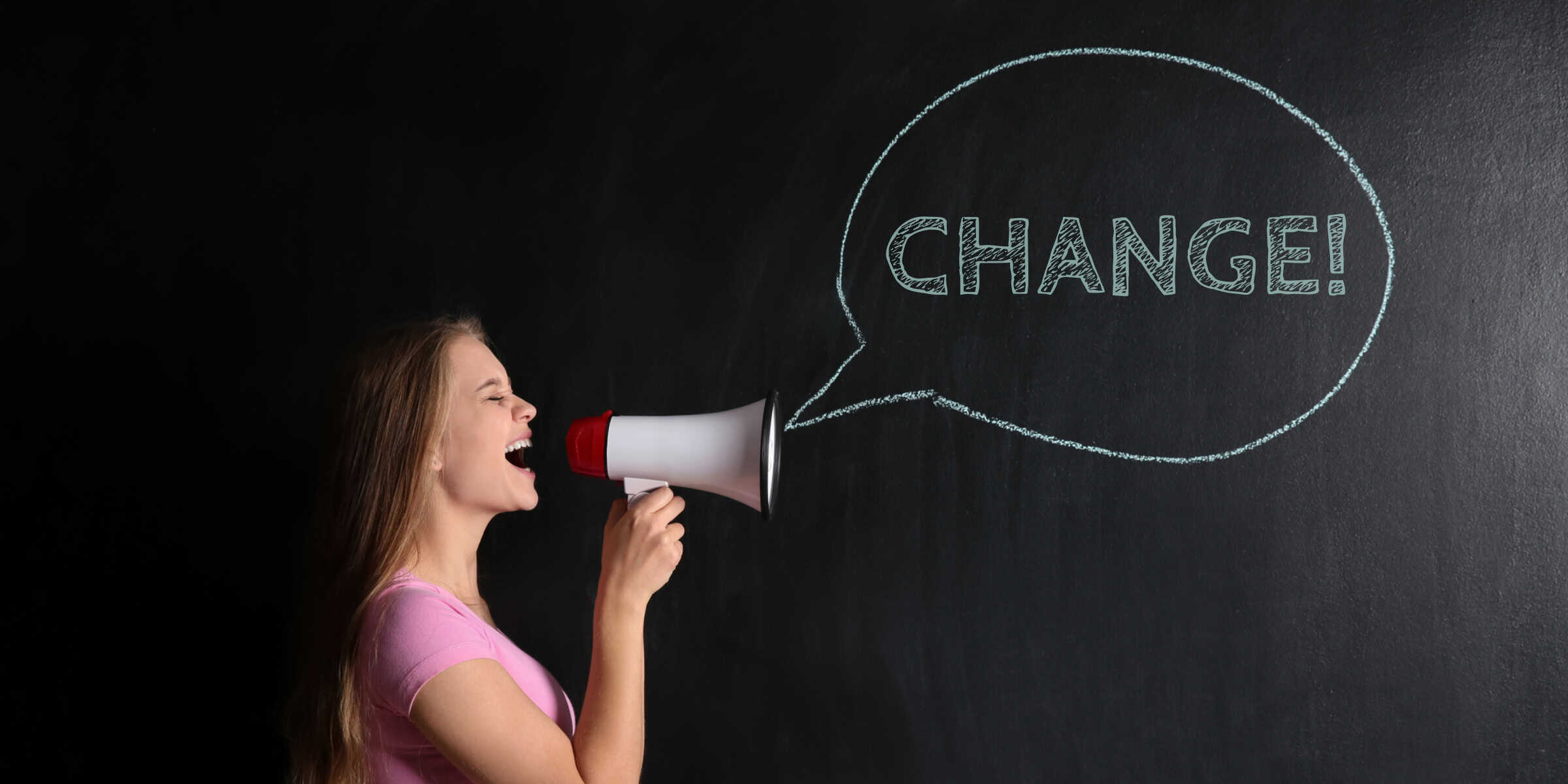 woman shouting change
