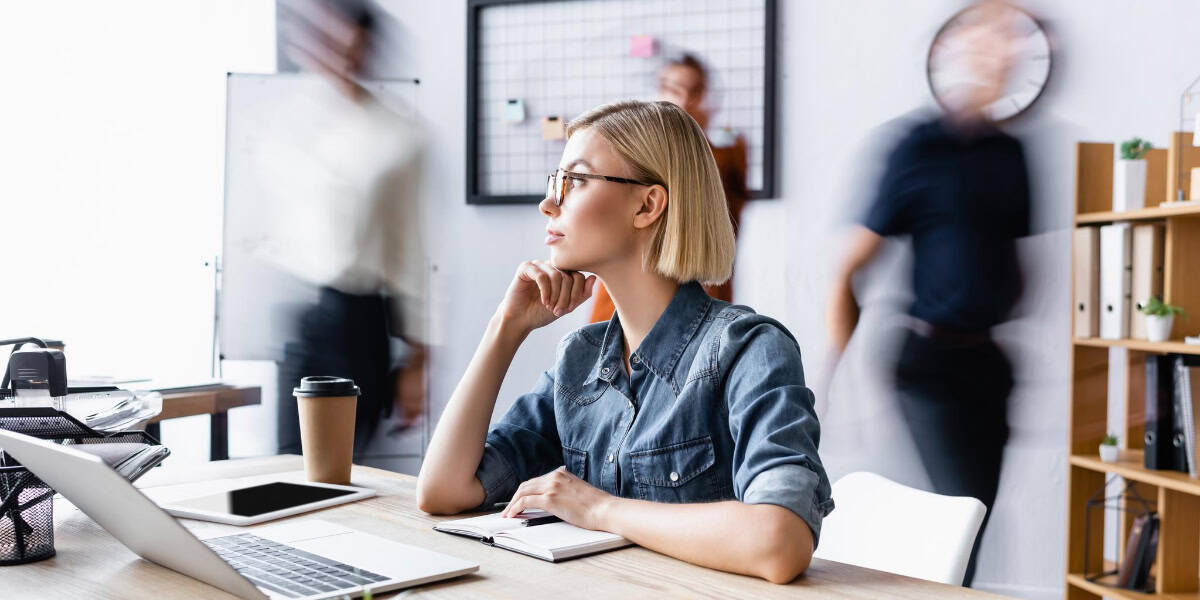 woman thinking at work