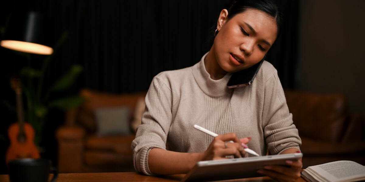 woman working hard.