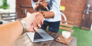 workers shaking hands