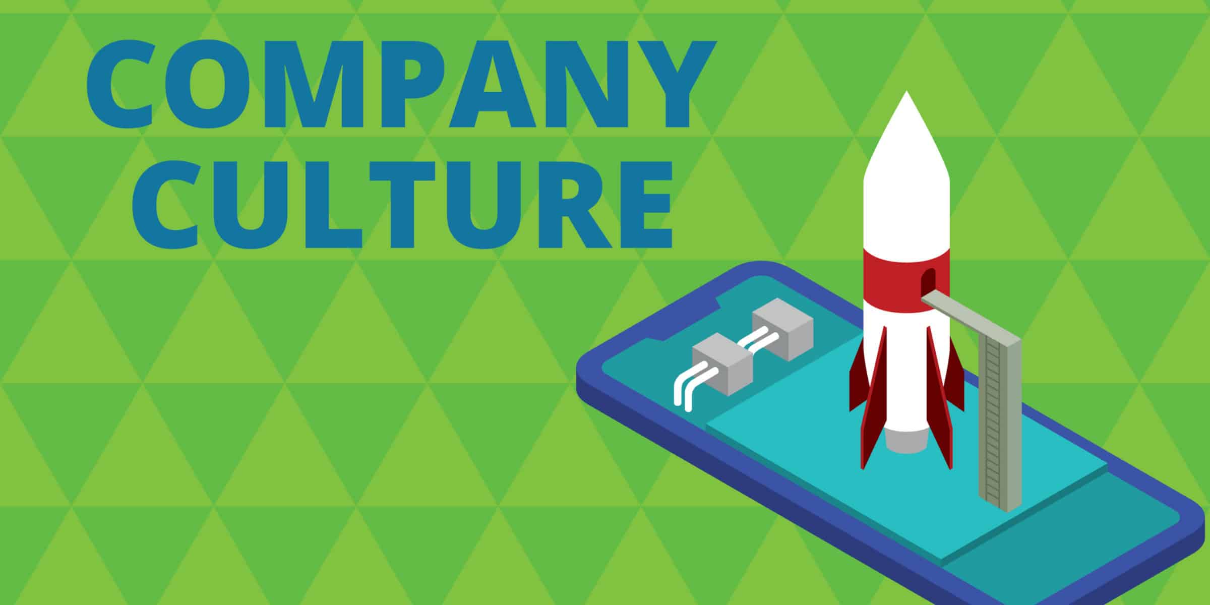 A rocket with the words company culture on it.