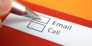 A person is filling out an email call form.
