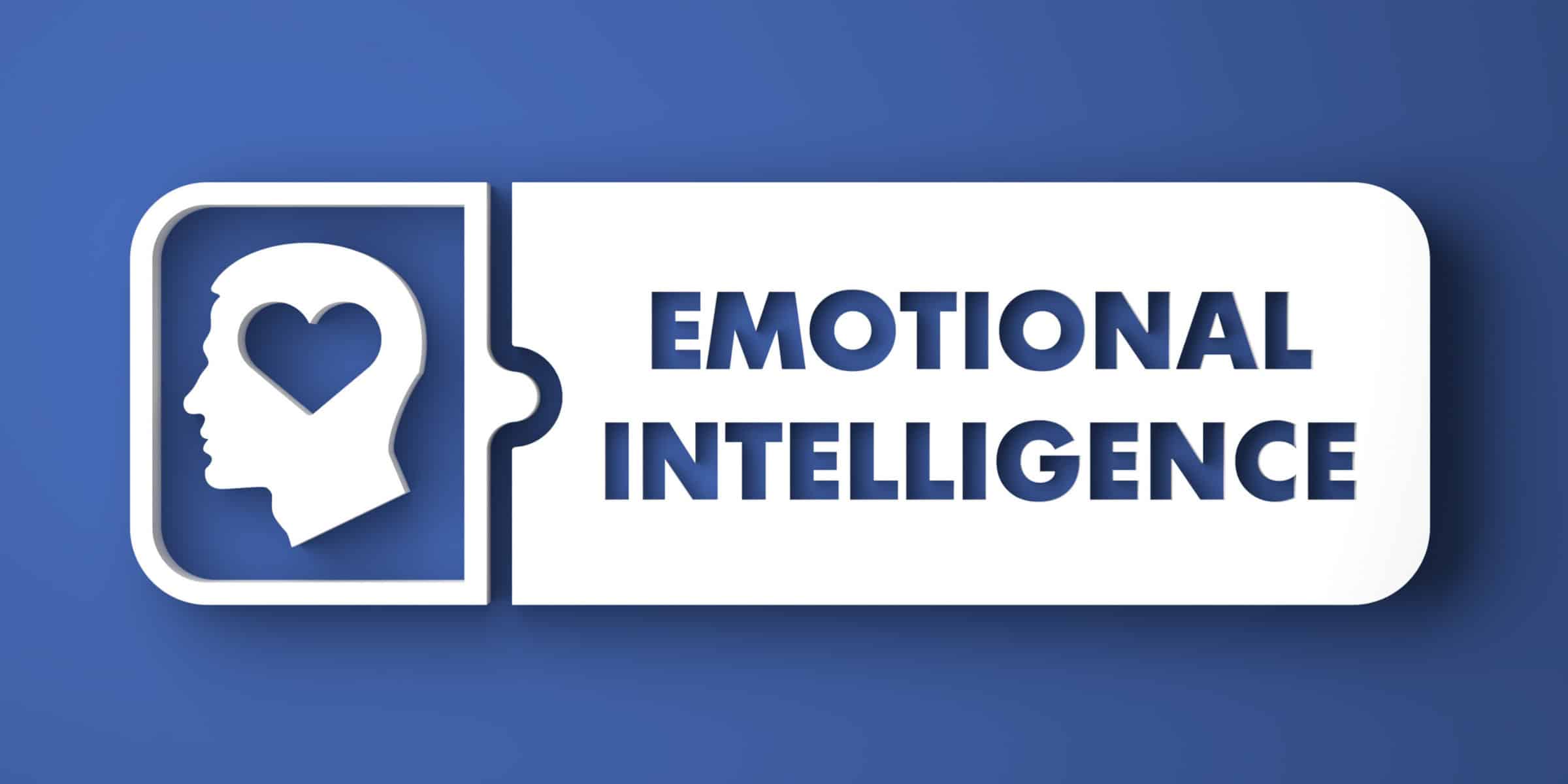 The word emotional intelligence on a blue background.