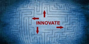 A maze with the word innovate in the middle.