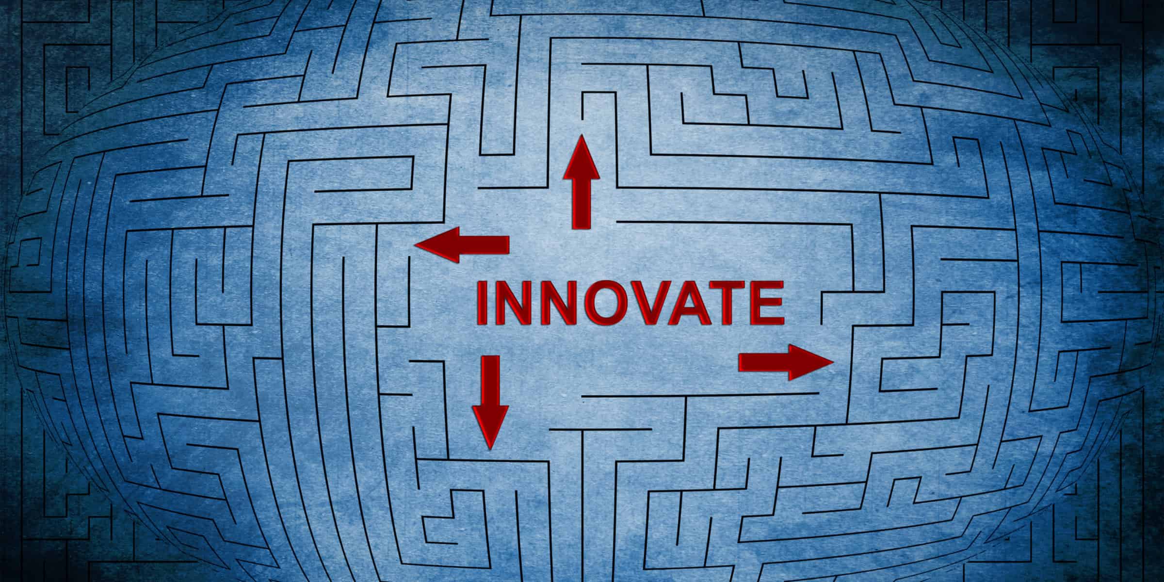 A maze with the word innovate in the middle.