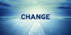 A road with the word change on it.