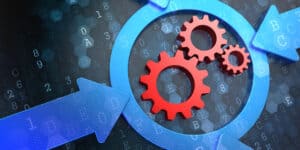 Mechanical components on a dark background.