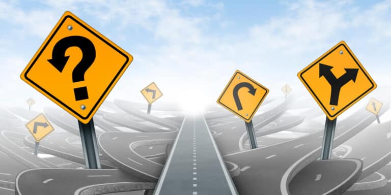 Road, question signs.