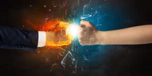 A businessman and a woman fist fist fist fist fist fist fist fi.