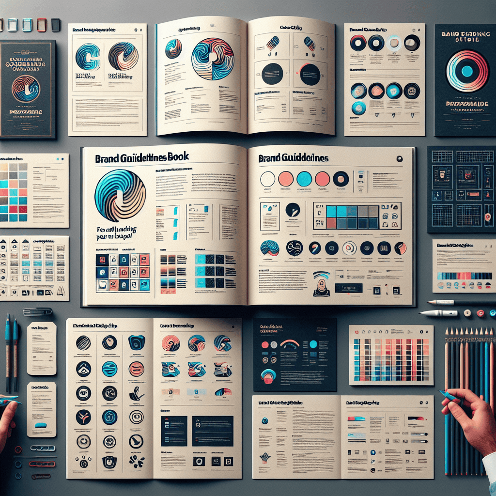 A set of infographics on a table.