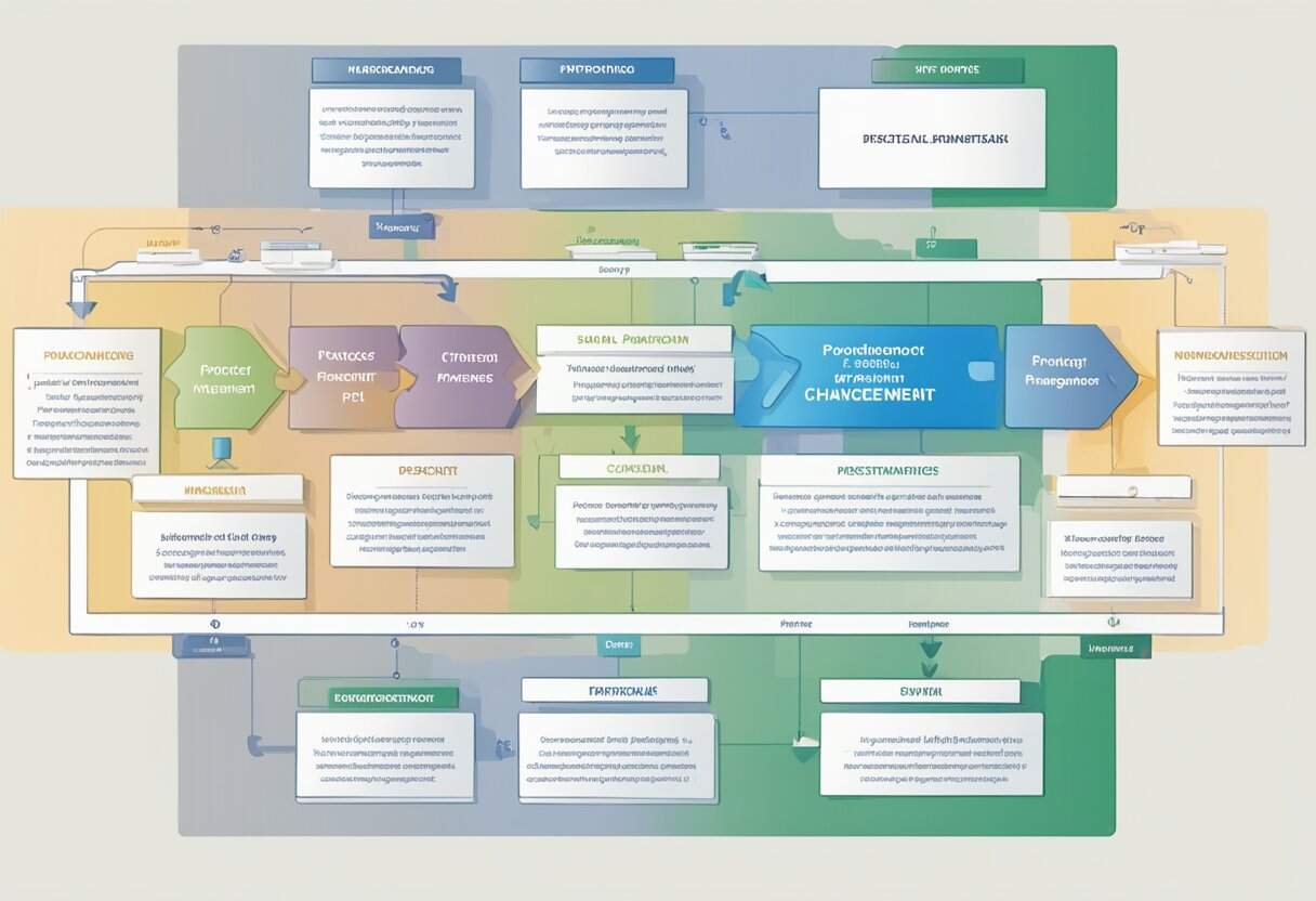 A flowchart depicting the alignment of project management and change management using the PCT model