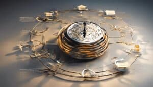 A clock with a lot of different things on it.