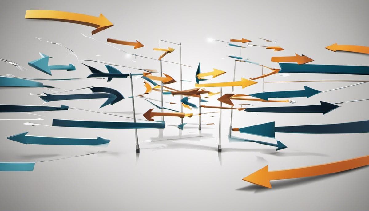 An image illustrating the concept of change management, showing arrows moving from current state to desired future state.